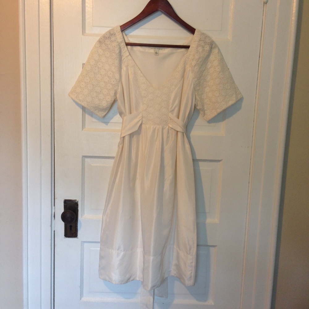 Banana Republic White Silk & Eyelet Dress